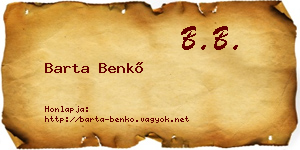 Barta Benkő névjegykártya
