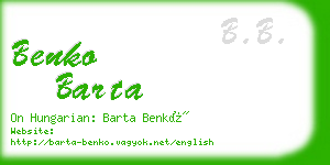 benko barta business card